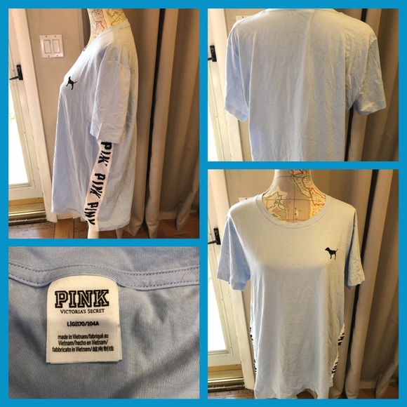 PINK Victoria's Secret Tops - BNWOT Pink Victoria’sSecret Light Blue Campus Tee